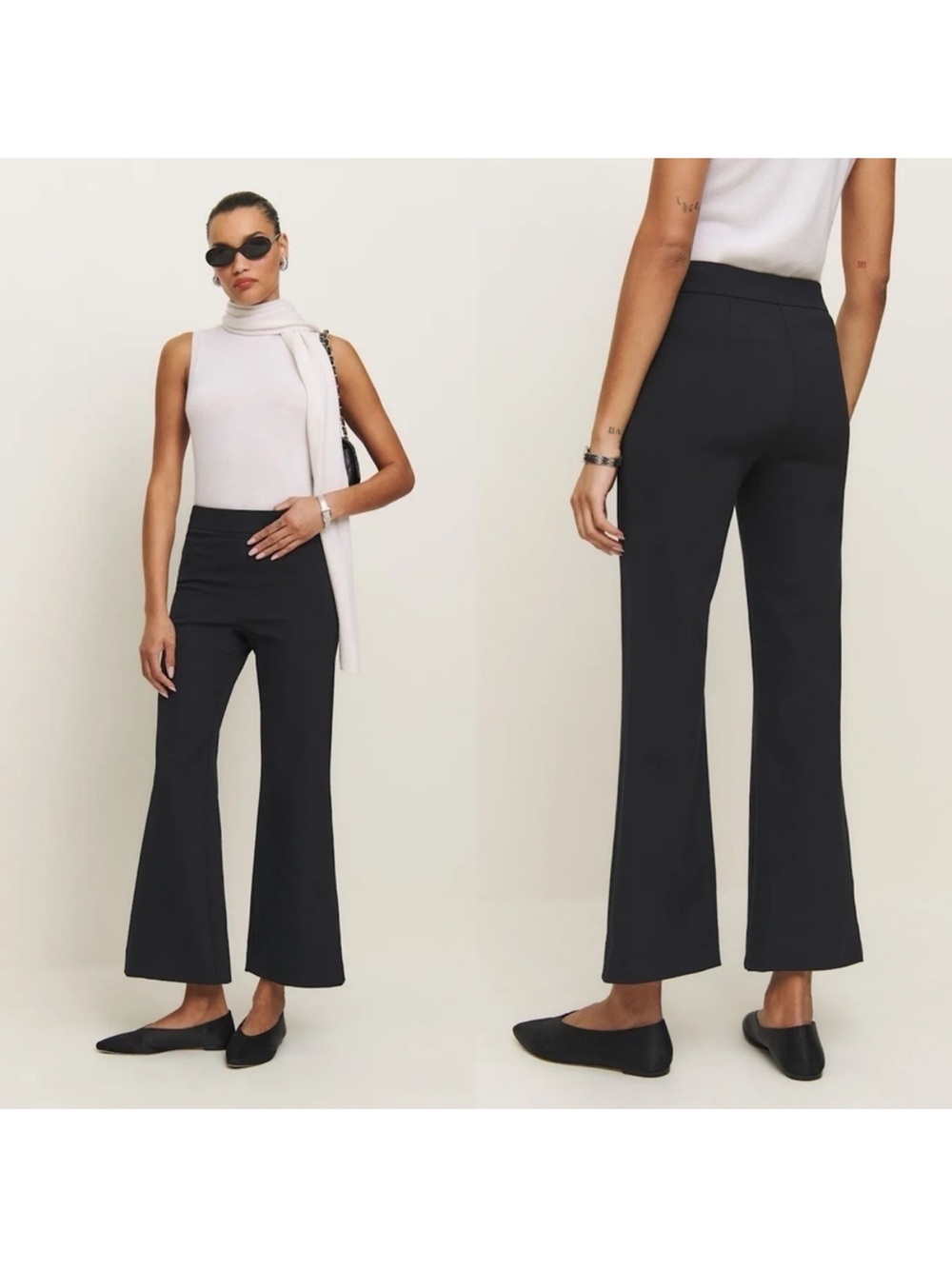 REFORMATION Tanya Black Flared Knit Pants M